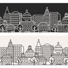 Town seamless pattern with hand drawn houses N12