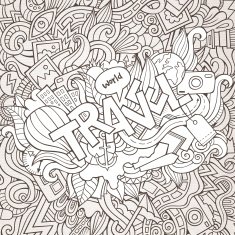 Travel hand lettering and doodles elements background N2