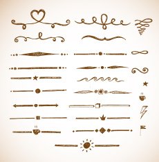 Set of hand-drawn sketch dividers N4