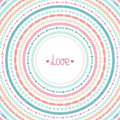 Hand drawn geometric ethnic line border frame label Doodle style N2