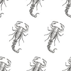 Hand drawn engraving Scorpion seamless pattern Vector illustrat