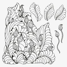 Floral doodle Black and white pattern in vector N8