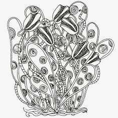 Floral doodle Black and white pattern in vector N9