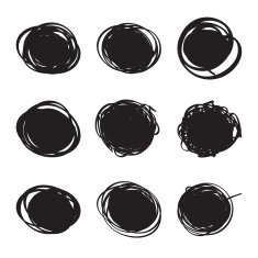 Set hand drawn ovals felt-tip pen circles N2