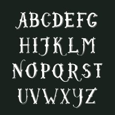 Vintage hand drawn decorative serif alphabet
