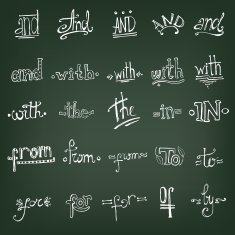 Catchwords design elements set And with the in from to N3