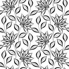 Vector Seamless Monochrome Floral Pattern N238