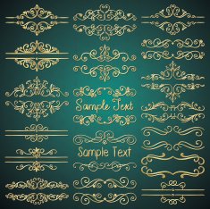 Vector Golden Royal Luxury Dividers Frames Swirls