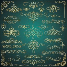Vector Golden Luxury Glossy Vintage Swirls Collection N2