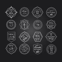 Vintage set of restaurant signs symbols logo elements and icon