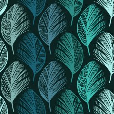 Seamless pattern with hand-drawn colored feathers Abstract doodle background