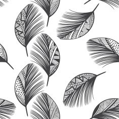 Seamless pattern with hand-drawn doodle feathers N2