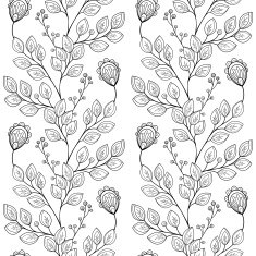 Vector Seamless Monochrome Floral Pattern N239