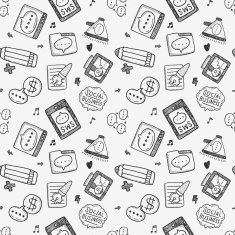 seamless doodle communication pattern N45