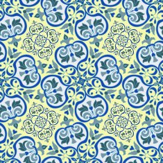 Hand drawing tile vintage color seamless parttern Italian majolica style N5