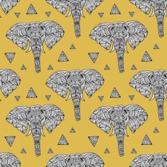 delicate geometric style elephant seamless background N4