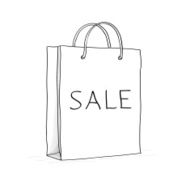 Sale bag icon Sketch vector illustration in doodle style