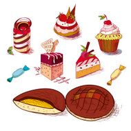 hand drawn confections dessert pastry bakery products cupcake cookie muffin N2