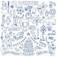 Winter hand drawn doodle set N2