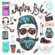 Hipster Cartoon Sketch Concept