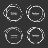 Set of White Hand Drawn Scribble Circles N3