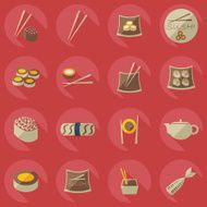 Flat concept set modern design a unique collection of sushi N3