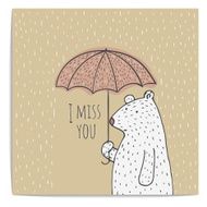 hand drawn polar bear with umbrella