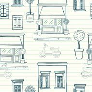 seamless pattern with sketchy shop