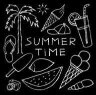 Set of White Summer Sketches Hand Drawn in Pencil N2