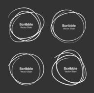 Set of White Hand Drawn Scribble Circles N4
