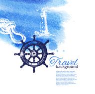Travel vintage background Sea nautical design N3