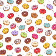 Colorful donuts seamless pattern Doodle sketch style N2
