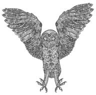 richly decorated floral ornament owl N3