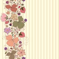 Vector seamless doodle border of flowers and berries N2