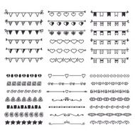 Sketch doodle dividers borders Vector design elements Hand dra
