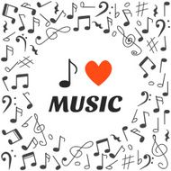 I love music Hand drawn music background