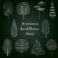 Hand drawn trees isolated sketch N2