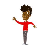 cartoon worried man reaching out N30