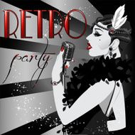 Party Invitation with sample text Black and White 1920s poster