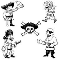 Pirate Cartoon Hand-drawn Set