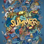 Summer hand lettering and doodles marine elements