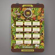 Doodles cartoon Fast food Calendar 2016 year design N2