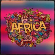 Africa hand lettering and doodles elements background
