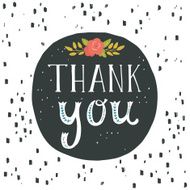 Thank you Greeting card with hand lettering and flowers N5
