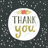 Thank you Greeting card with hand lettering and flowers N6