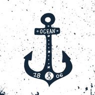 Hand drawn vintage label with an anchor and lettering N5