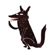 cartoon wolf licking paw N9