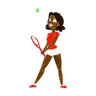cartoon woman playing tennis N13
