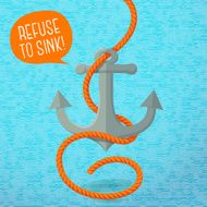 Cute summer poster - nautical anchor and rope with speech