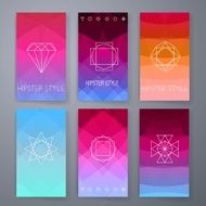 Modern cards design template with triangular colorfull background N9